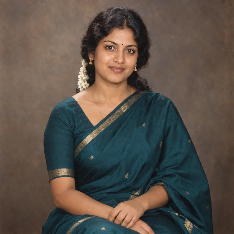 A jewel-toned sari, jasmine flowers and the charm of a neighborhood photo studio.