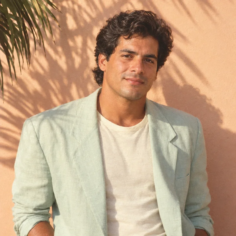 A linen blazer and hazy afternoon light with a softer side of the decade.