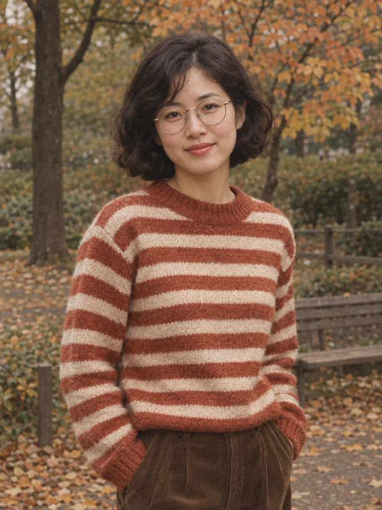 A striped knit, round glasses and an unhurried autumn afternoon.